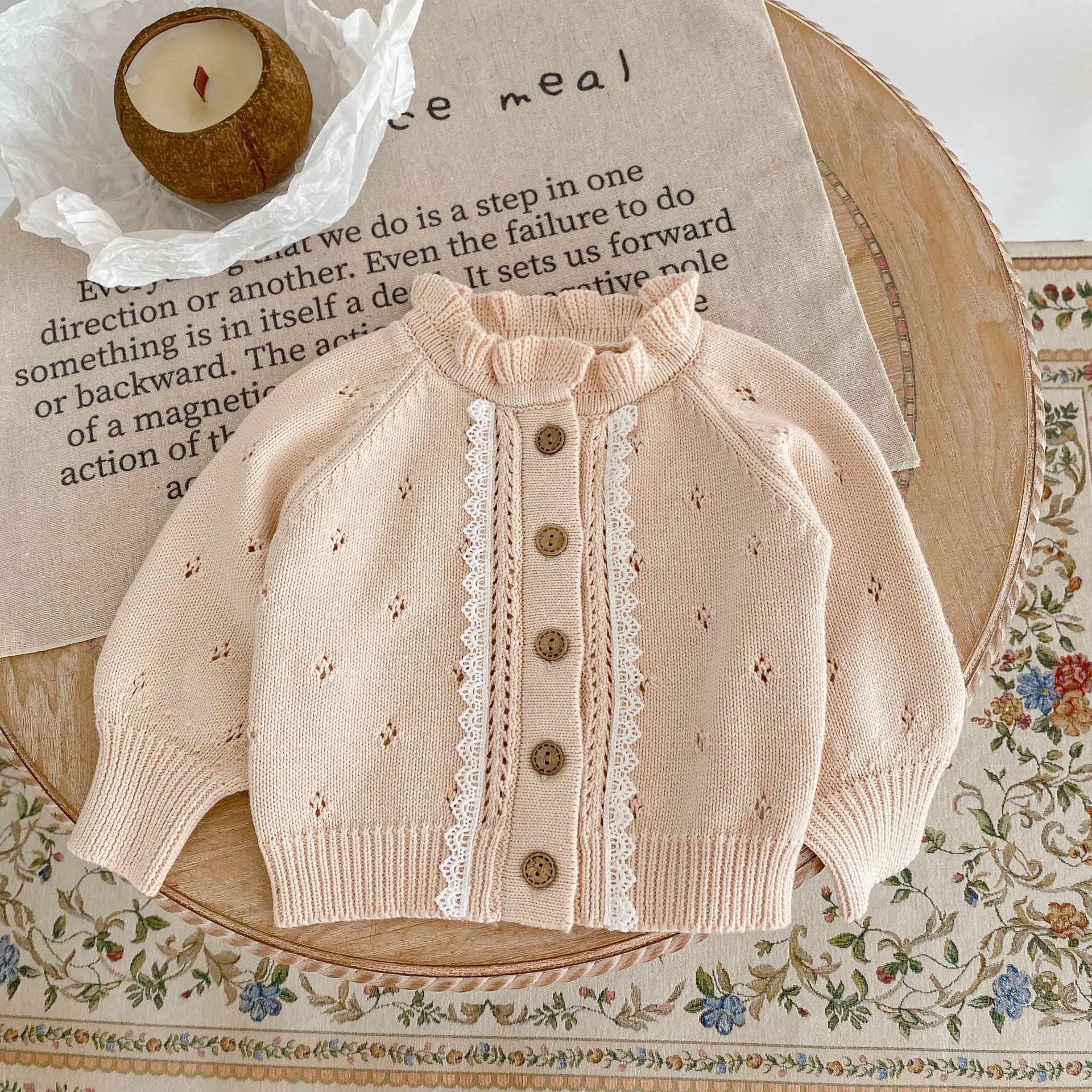 Versatile Collar Lace Knit Jacket