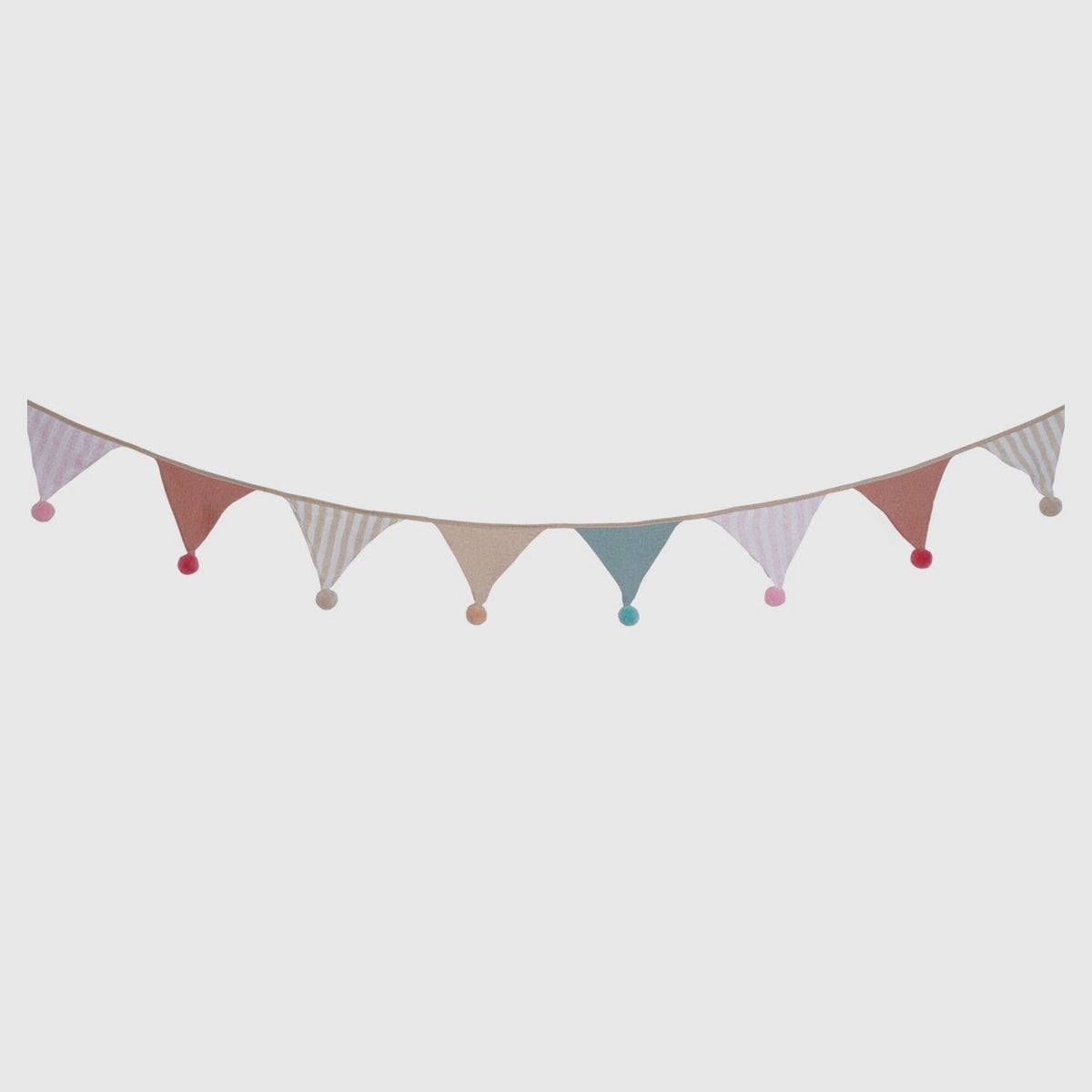 Pastel Candy pom-pom bunting with 10 muslin flags