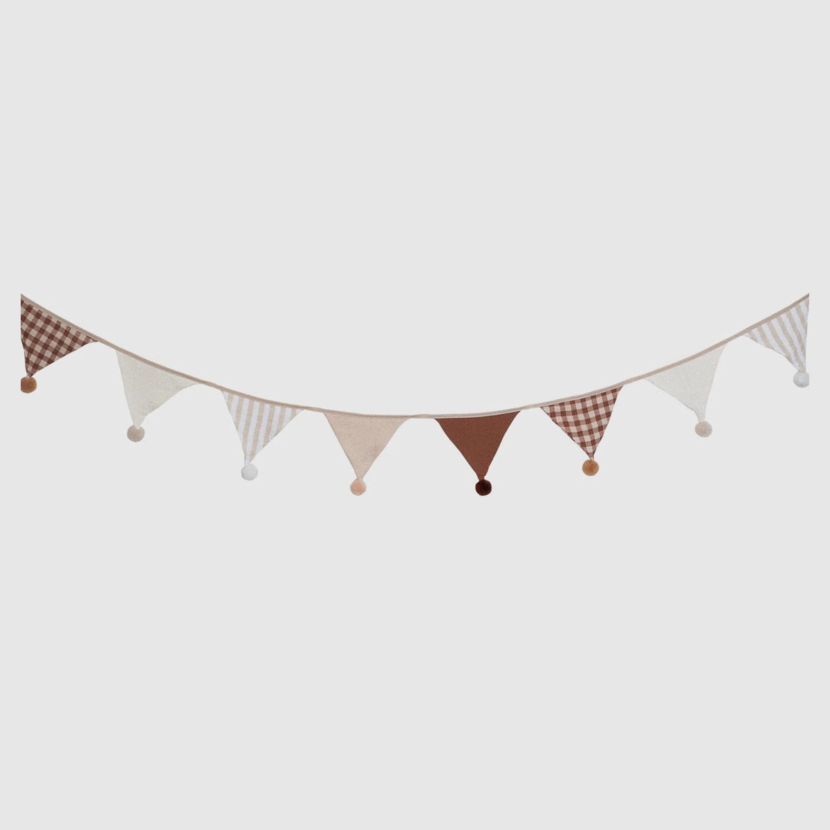 Latte pom-pom bunting with 10 muslin flags