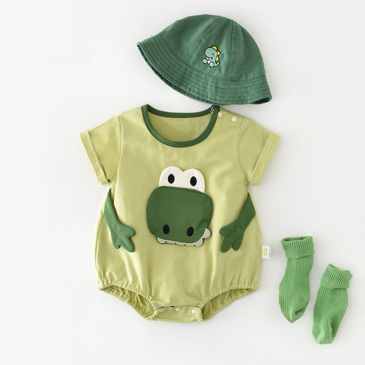 Cartoon Dinosaur Full Moon Jumpsuit For Infants And Young Children Going Out