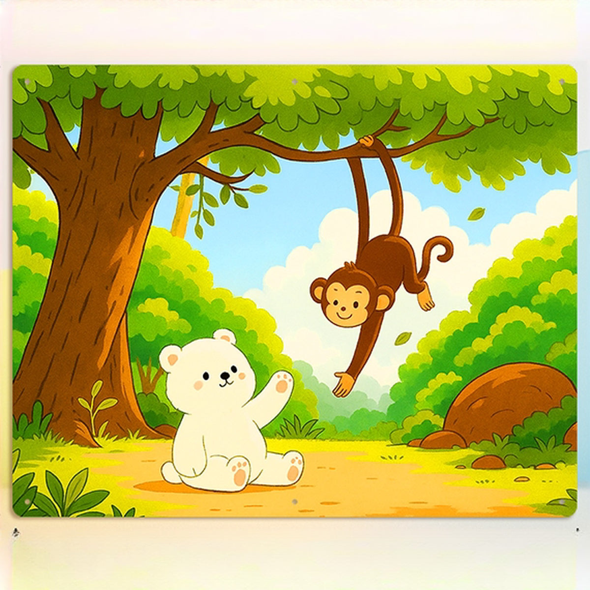 Large Jungle Friends felt board with a bear and a monkey under a tree