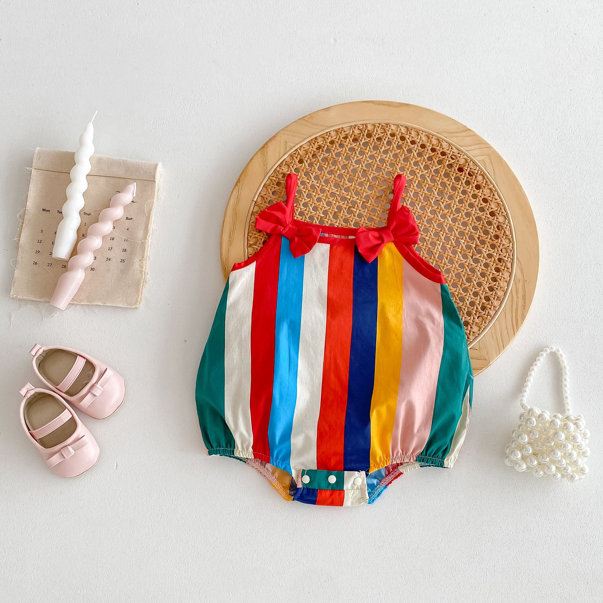 Carnival Stripe Bow Romper