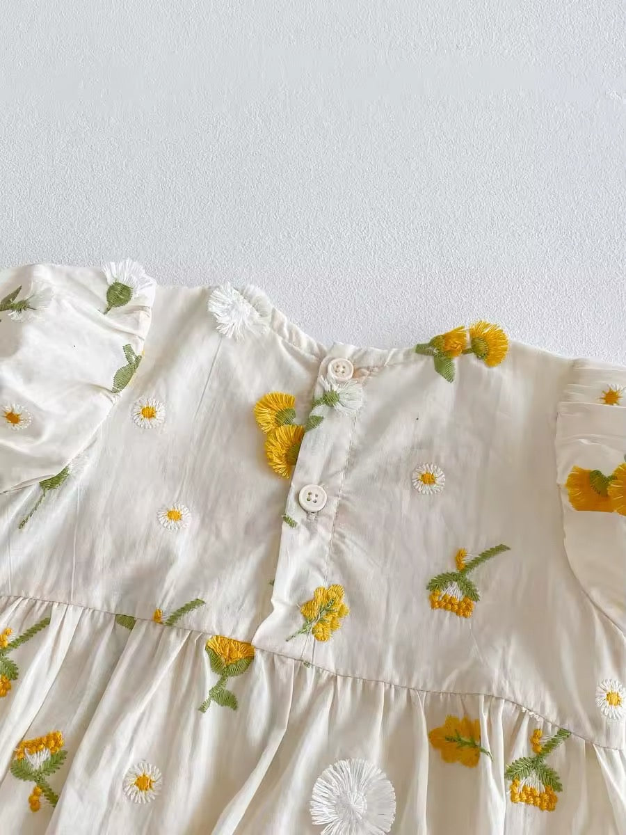Handmade Embroidered Sunflower Romper – Limited Edition! 🌻