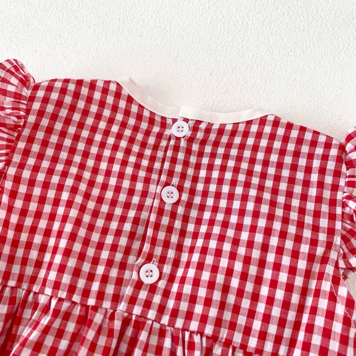 Plaid Embroidered Lace Romper