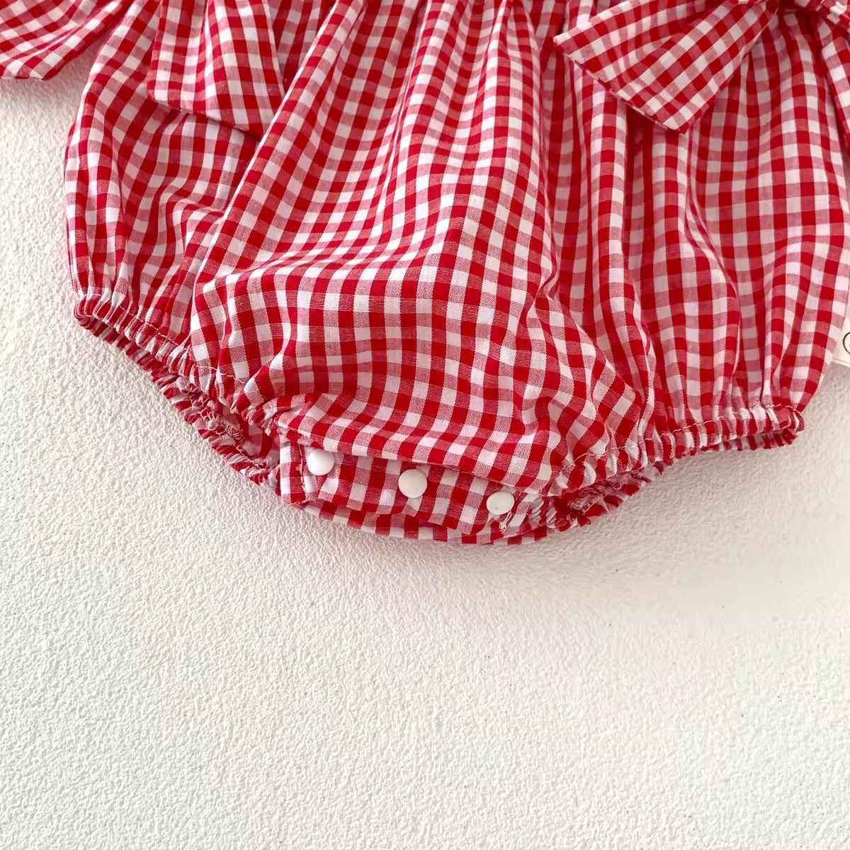 Plaid Embroidered Lace Romper