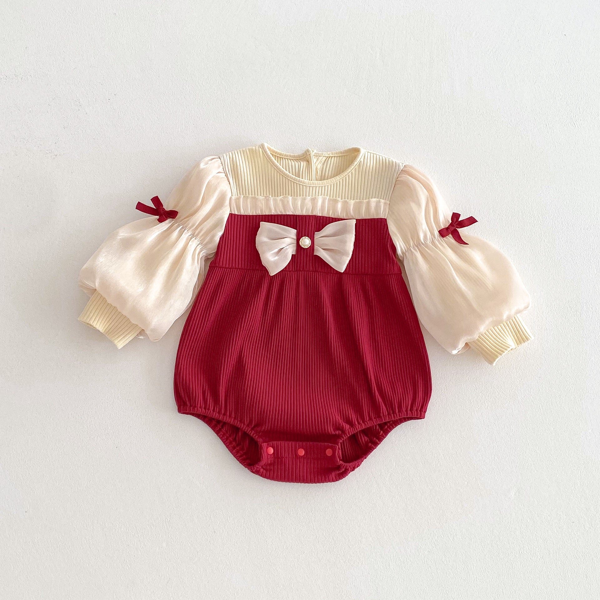 Velvet Cherry Puff Romper