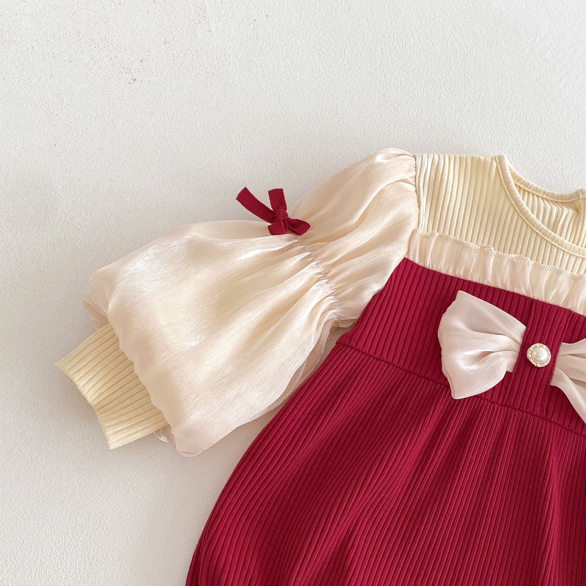 Velvet Cherry Puff Romper