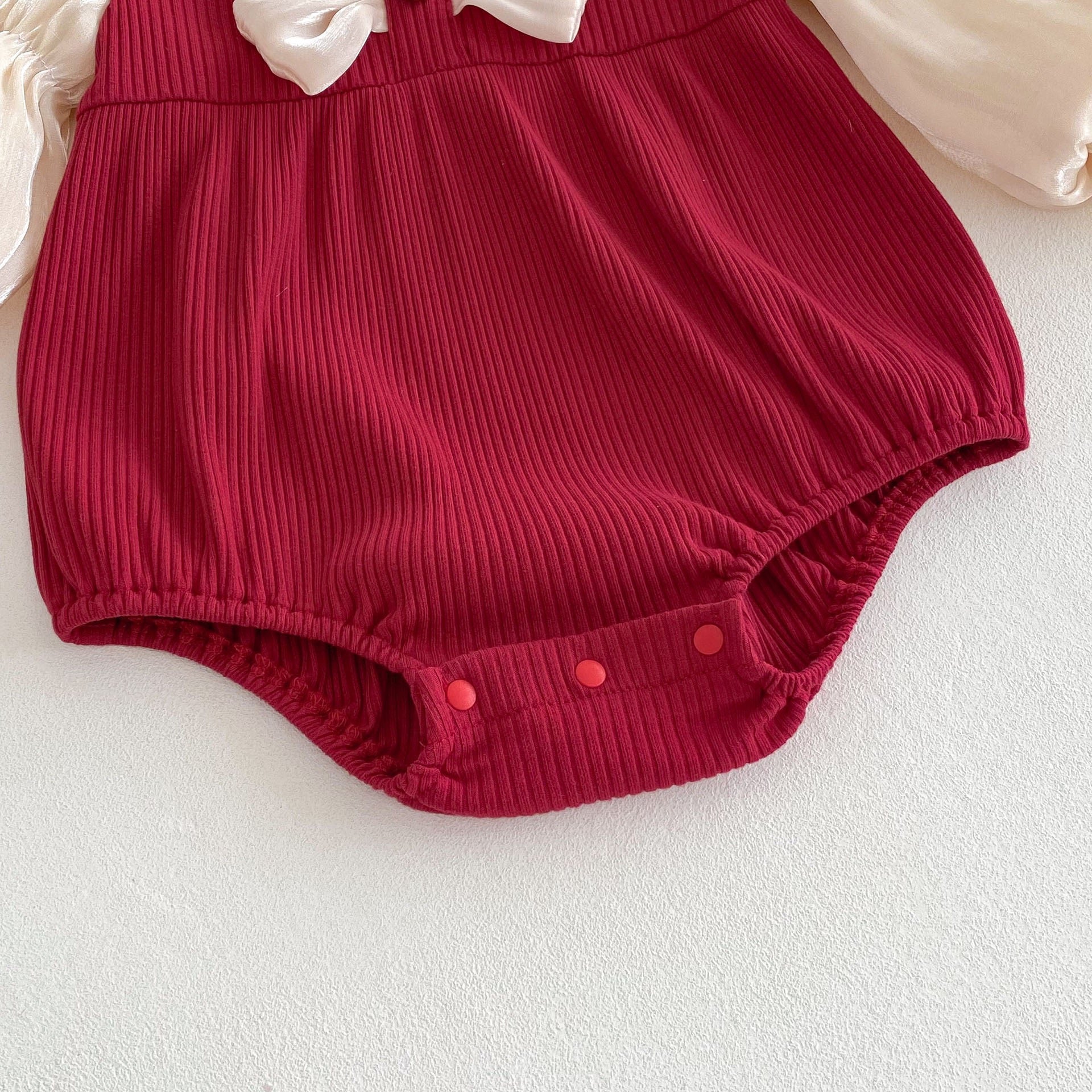 Velvet Cherry Puff Romper