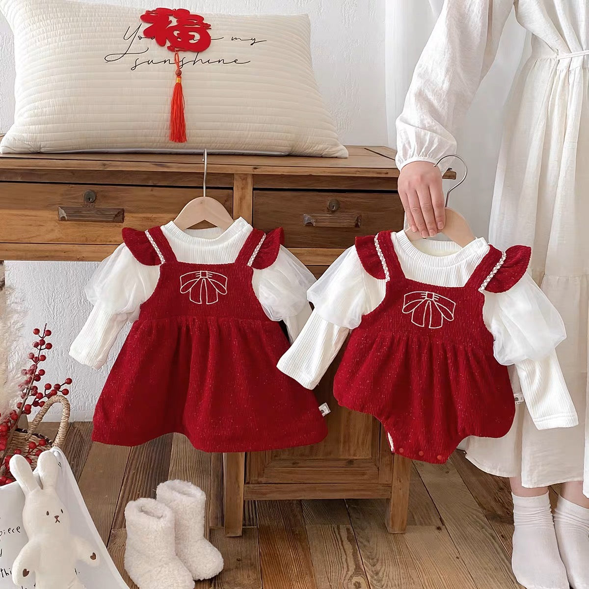 Glimmery Bow Romper & Dress