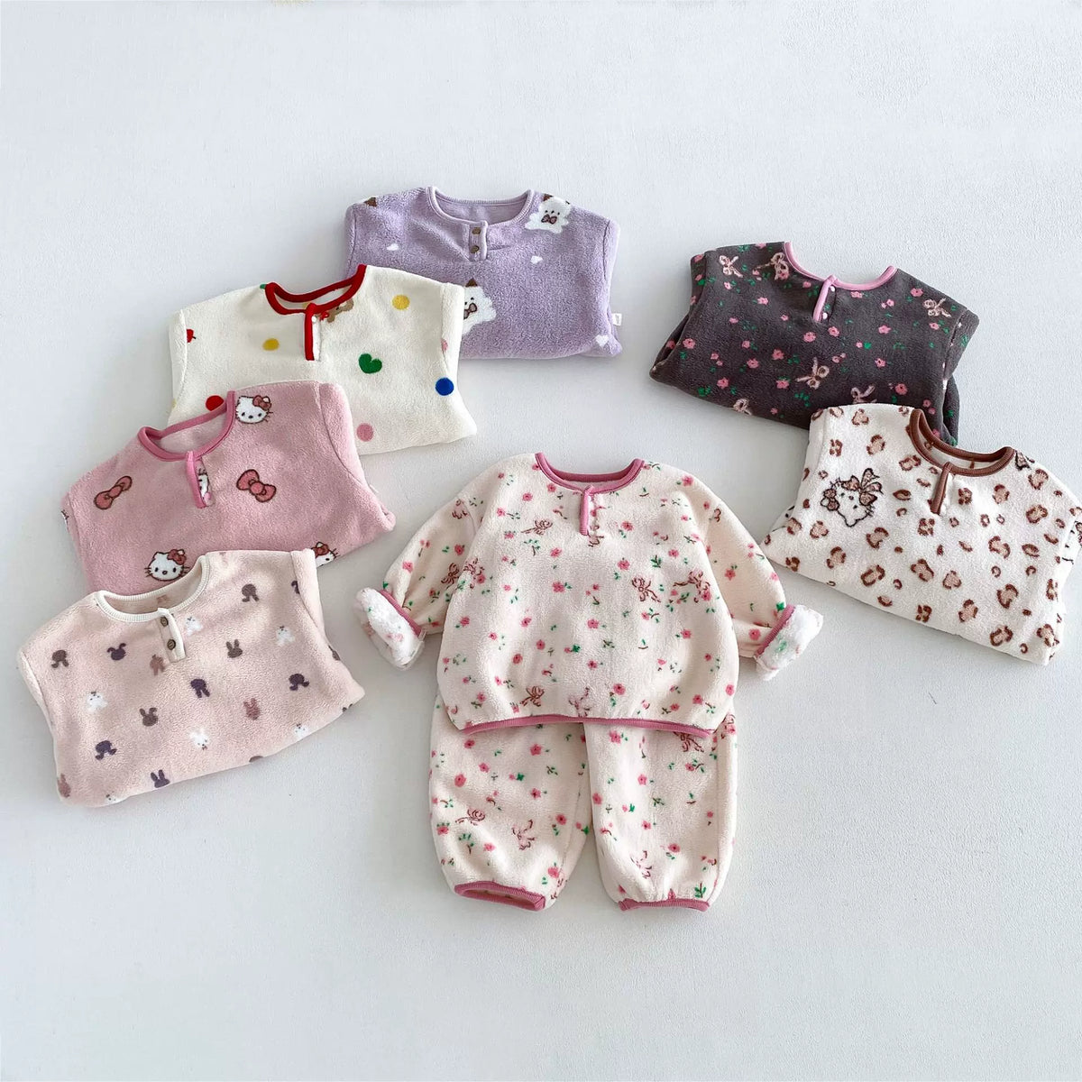 Posy Plush Fleece Pajama Set – Girls Henley Pyjamas