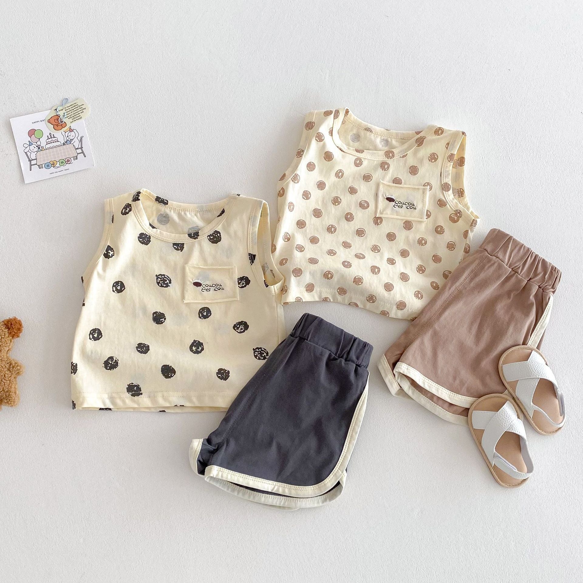 Fashion Camisole Solid Color Shorts Two-piece Set