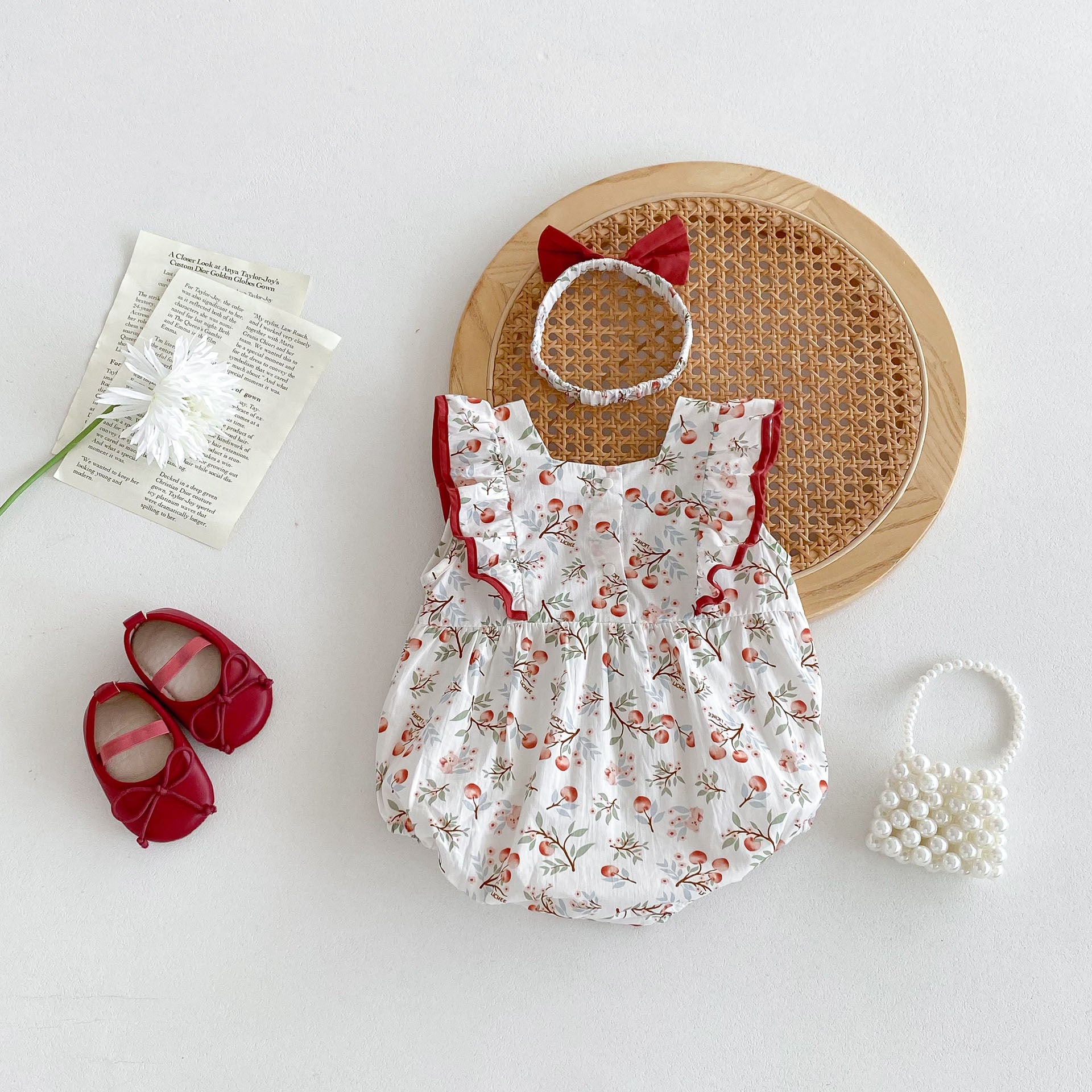 Cherry Blossom Bow Romper – Sweet Elegance 🍒🎀