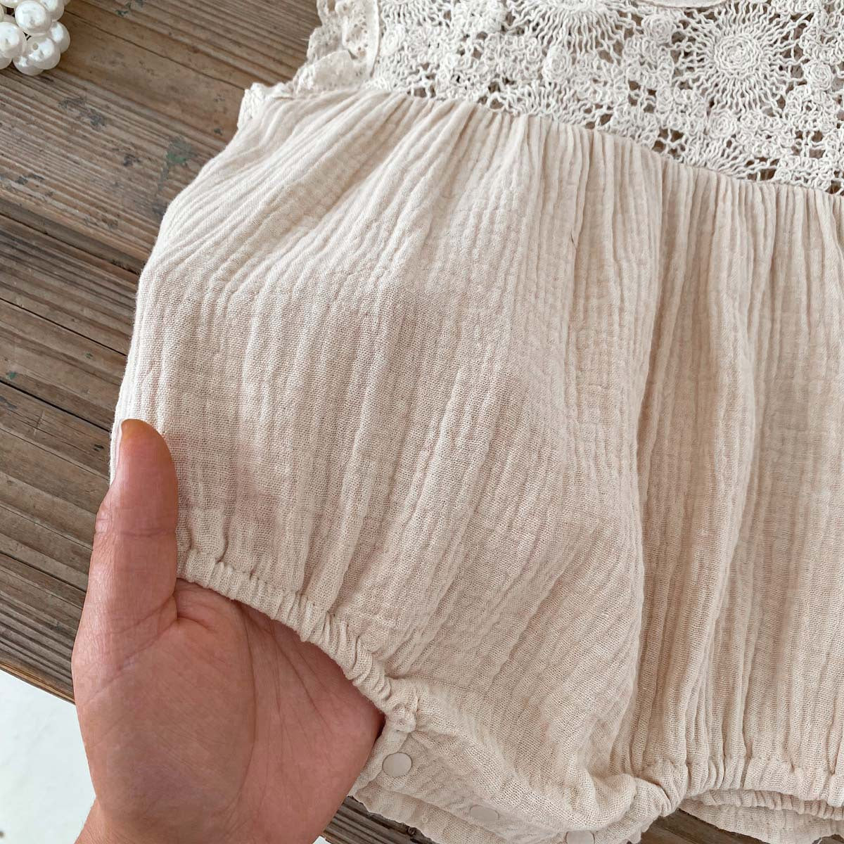 Baby Summer Baby Girl Waffle Lace Romper