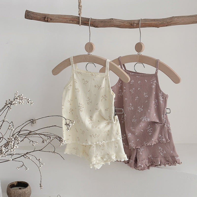 Overall Dress Set Floral Thin Summer Clothes