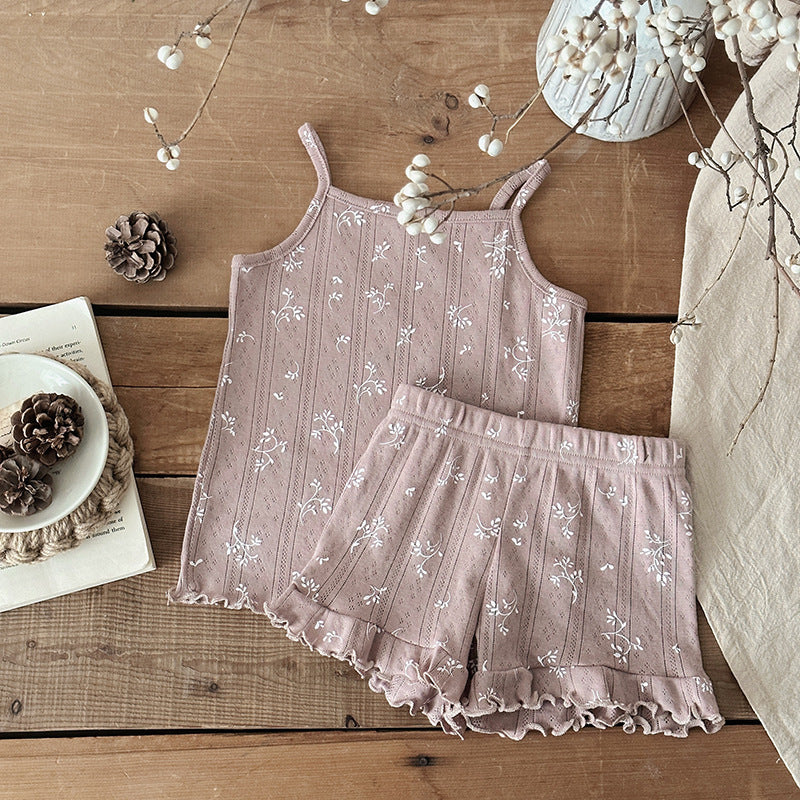 Overall Dress Set Floral Thin Summer Clothes