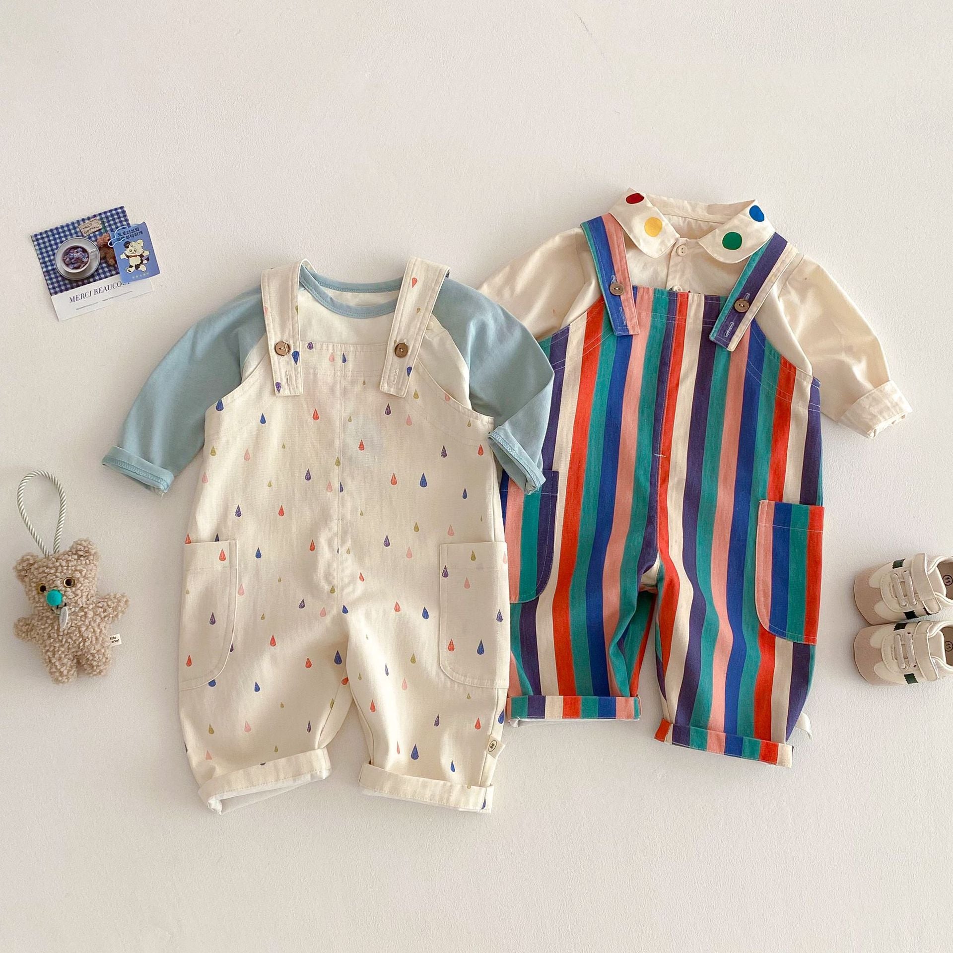 Raindrop & Rainbow – Baby Jumpsuit Duo