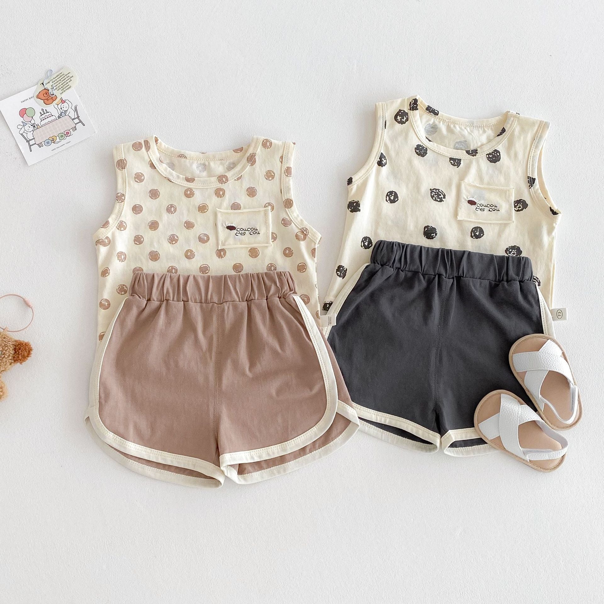 Fashion Camisole Solid Color Shorts Two-piece Set