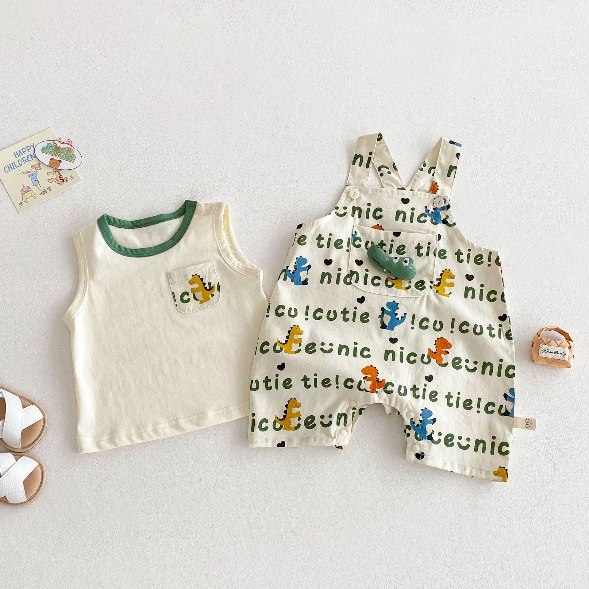 Cartoon Vest Baby Full Printing Suspender Pants Fashion