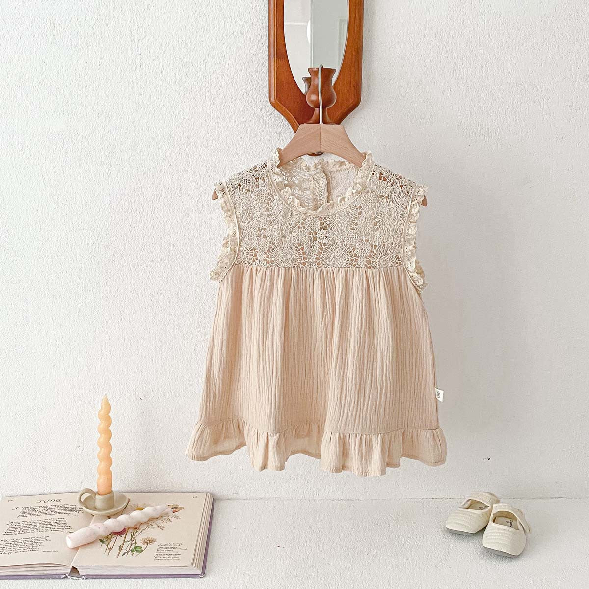 Baby Summer Baby Girl Waffle Lace Romper