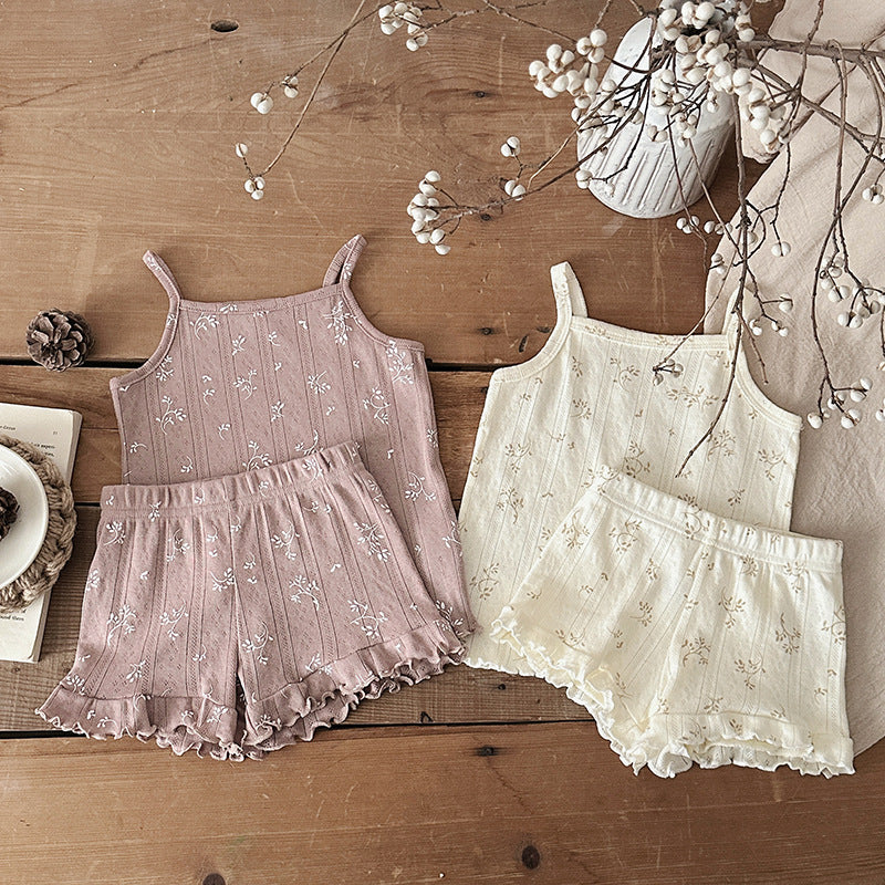 Overall Dress Set Floral Thin Summer Clothes