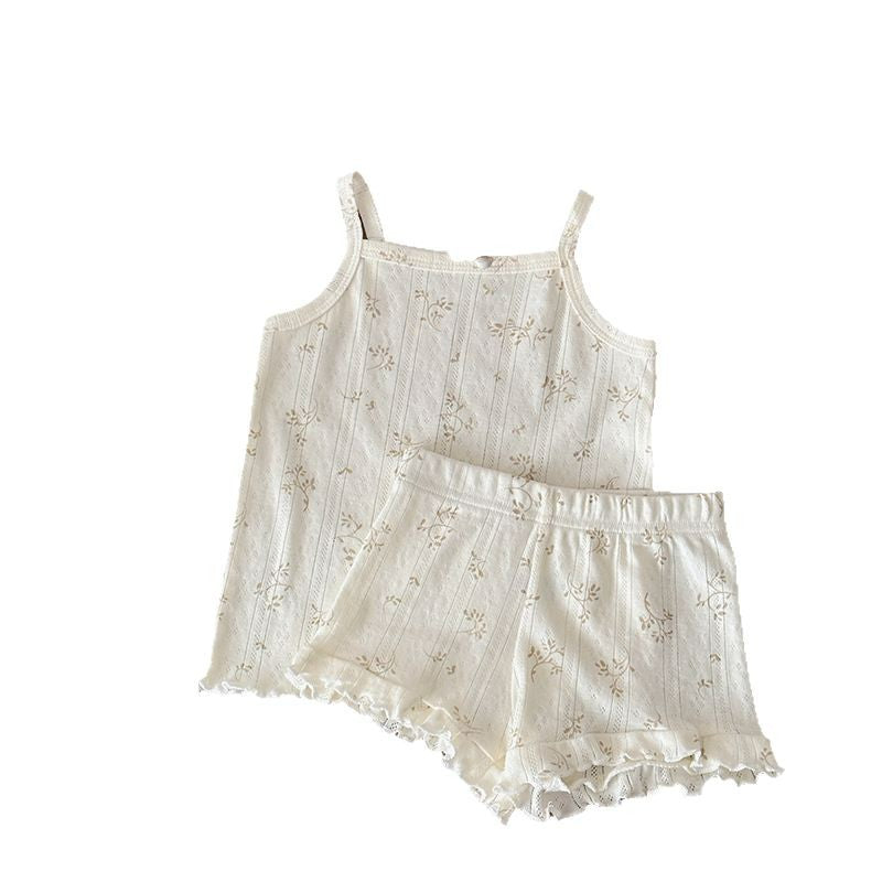 Overall Dress Set Floral Thin Summer Clothes