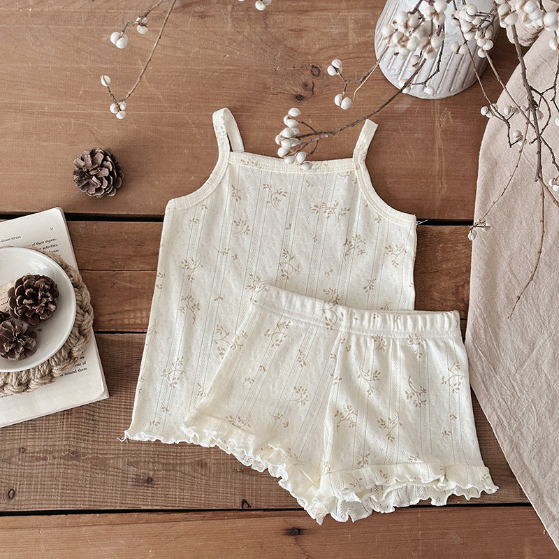 Overall Dress Set Floral Thin Summer Clothes