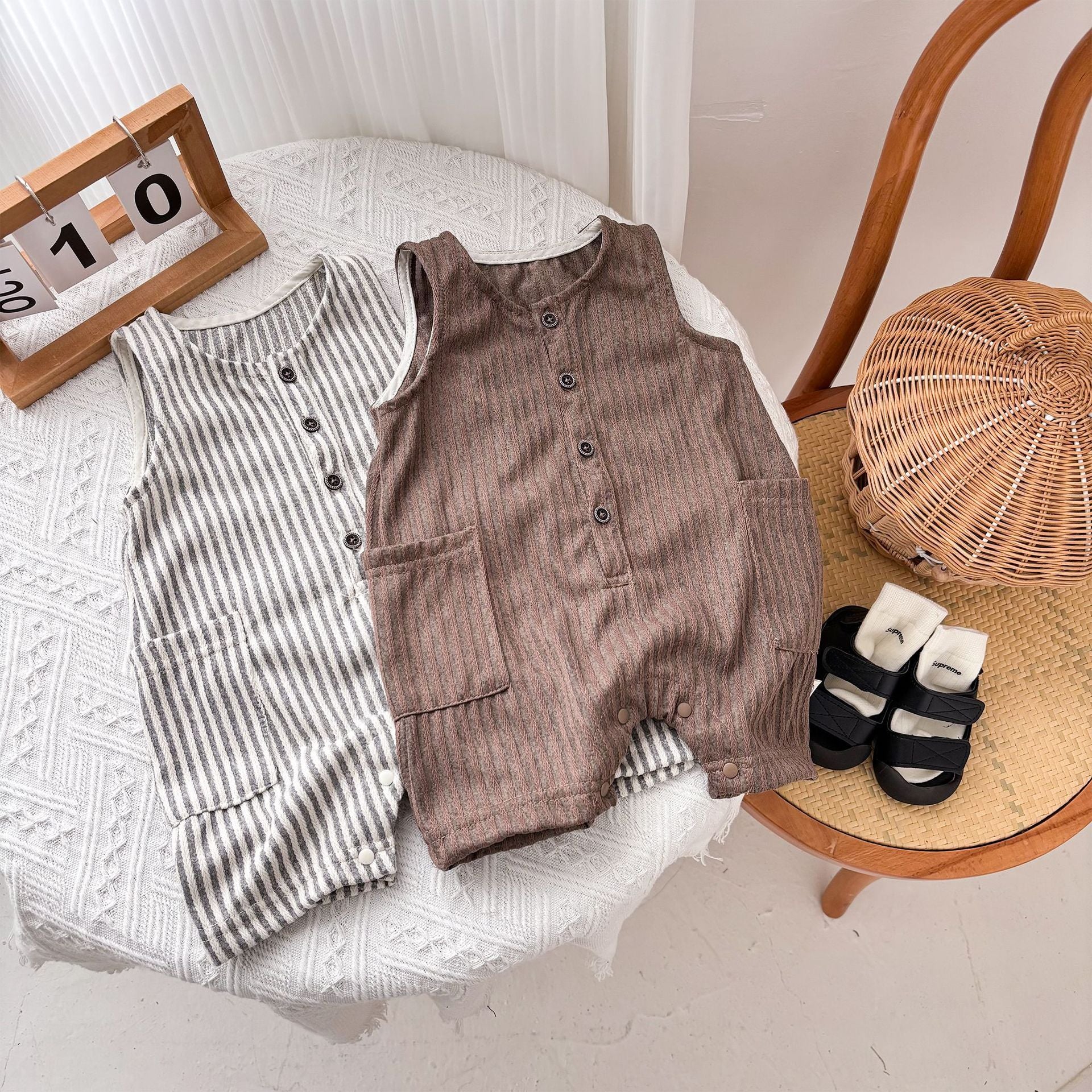 Striped Sleeveless Leotard Romper