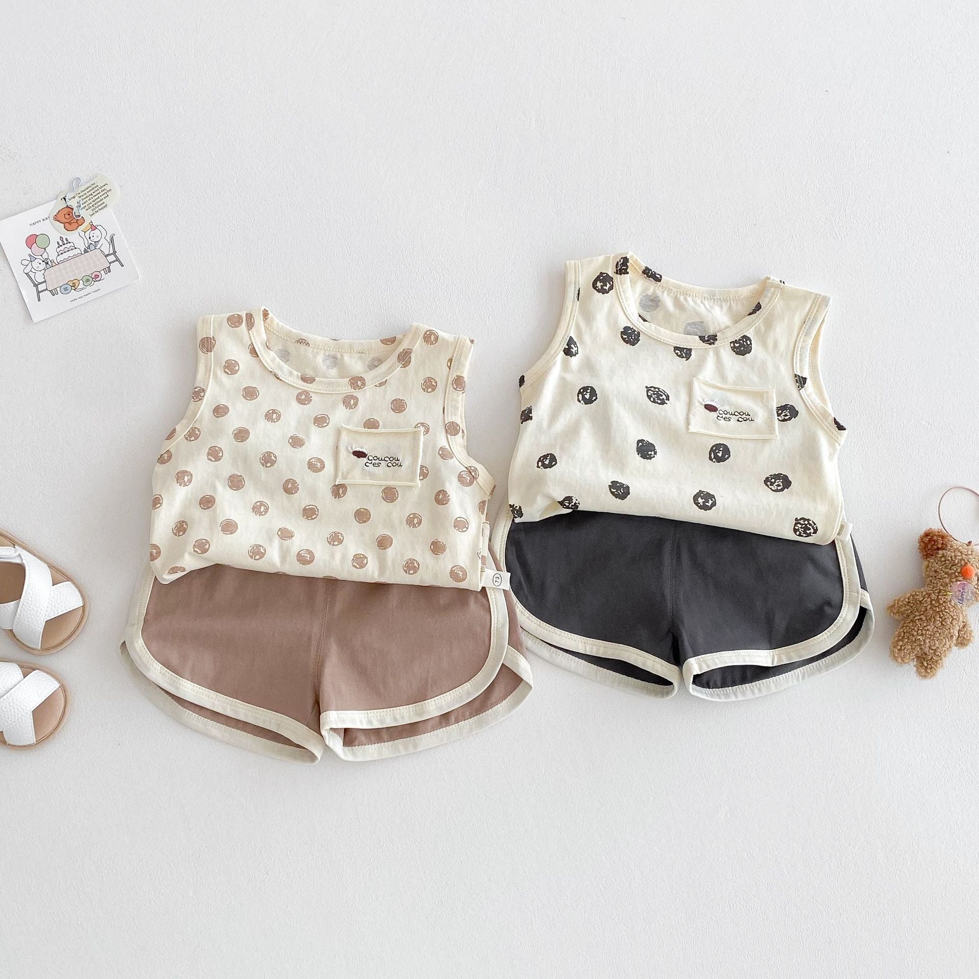 Fashion Camisole Solid Color Shorts Two-piece Set