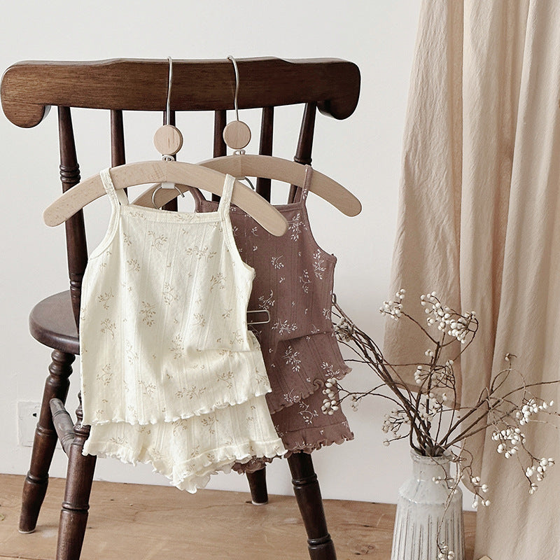 Overall Dress Set Floral Thin Summer Clothes