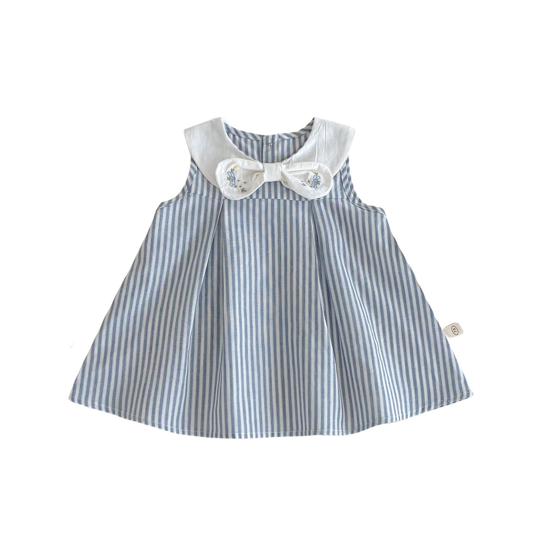 Summer Baby Bowknot Embroidered Vest Dress