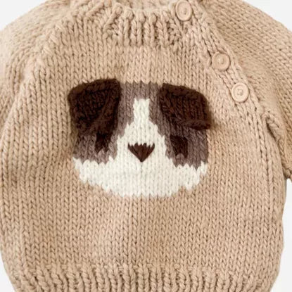 Camel puppy knit sweater for kids, front view