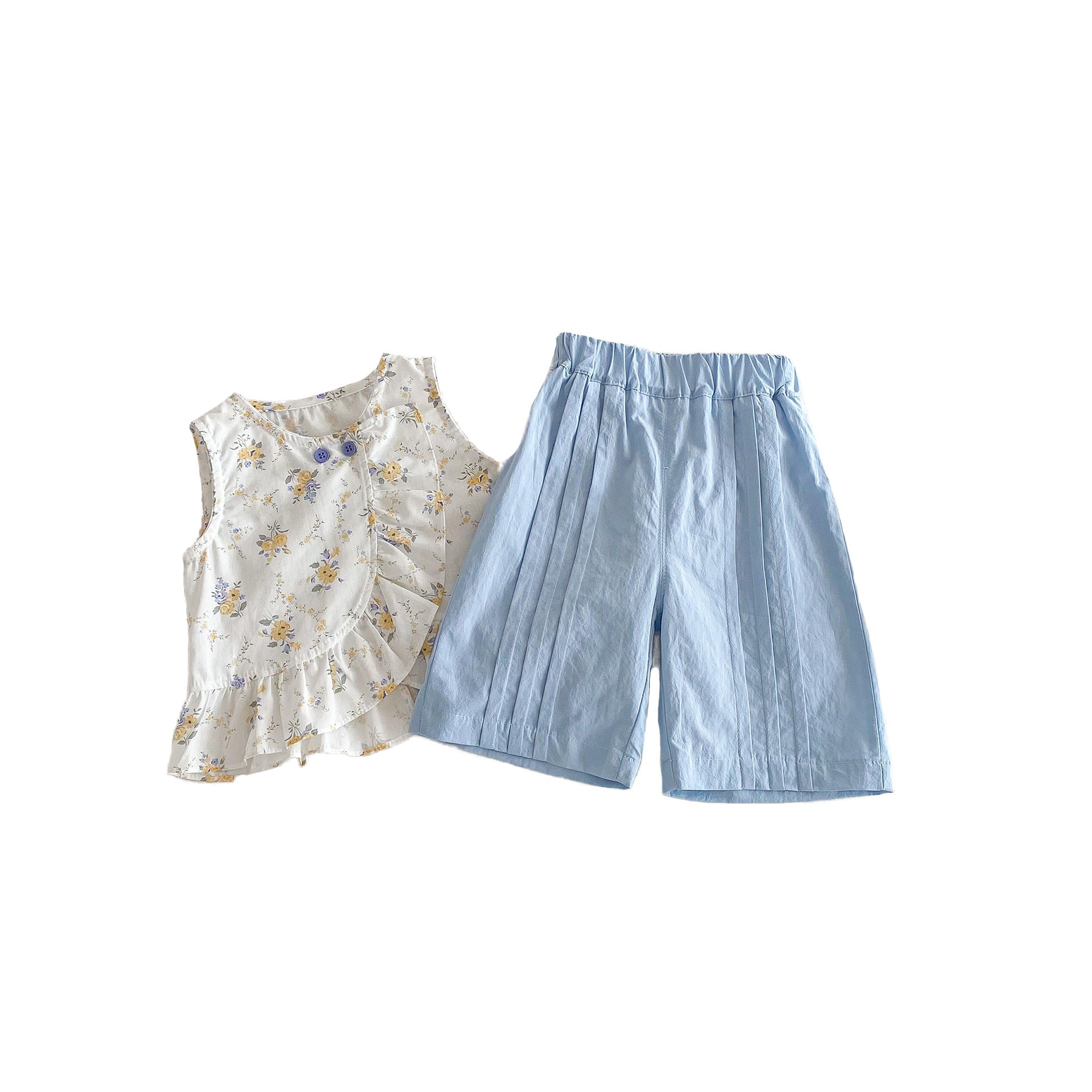 Children's Solid Color Casual Pants Two-piece Set