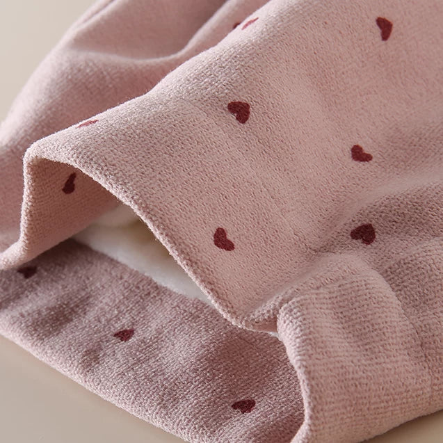 Soft cuffed leg hem of the pink heart overalls