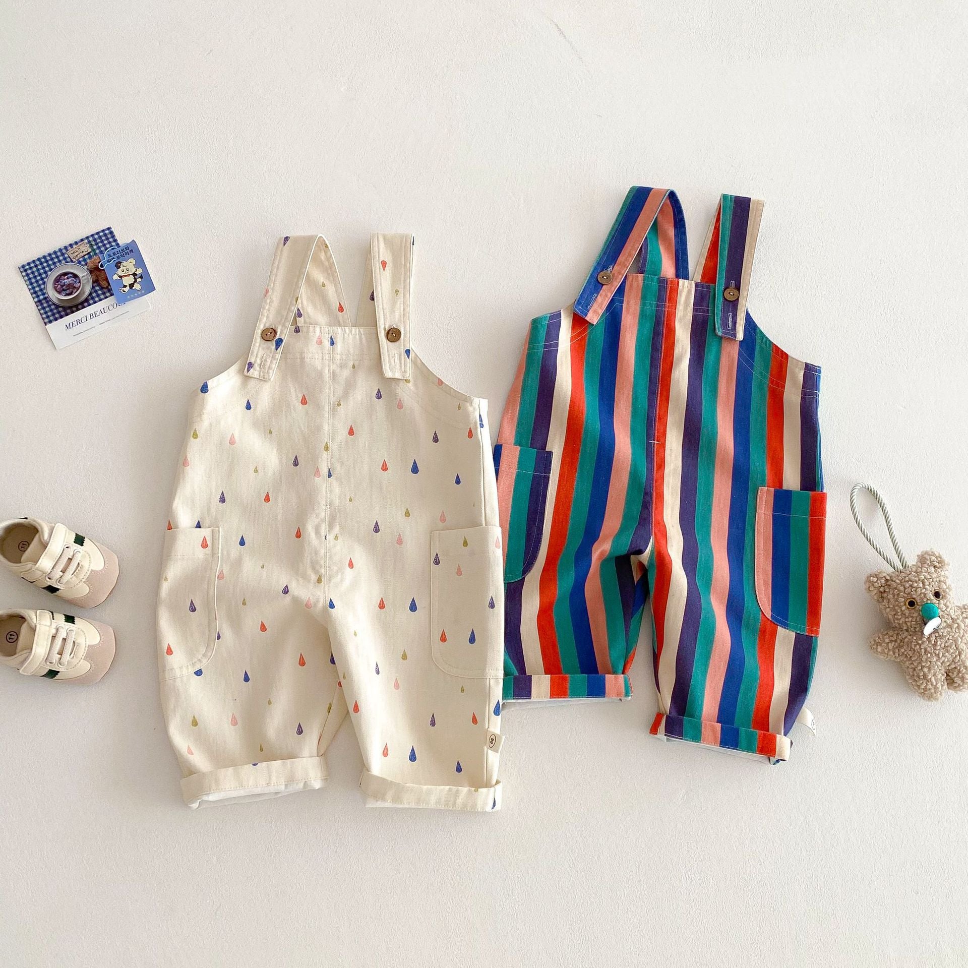 Raindrop & Rainbow – Baby Jumpsuit Duo
