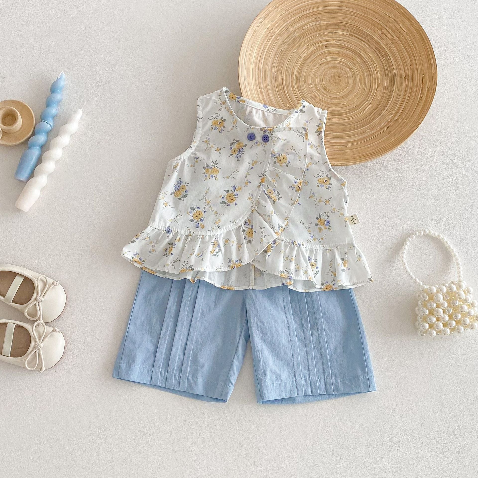 Children's Solid Color Casual Pants Two-piece Set