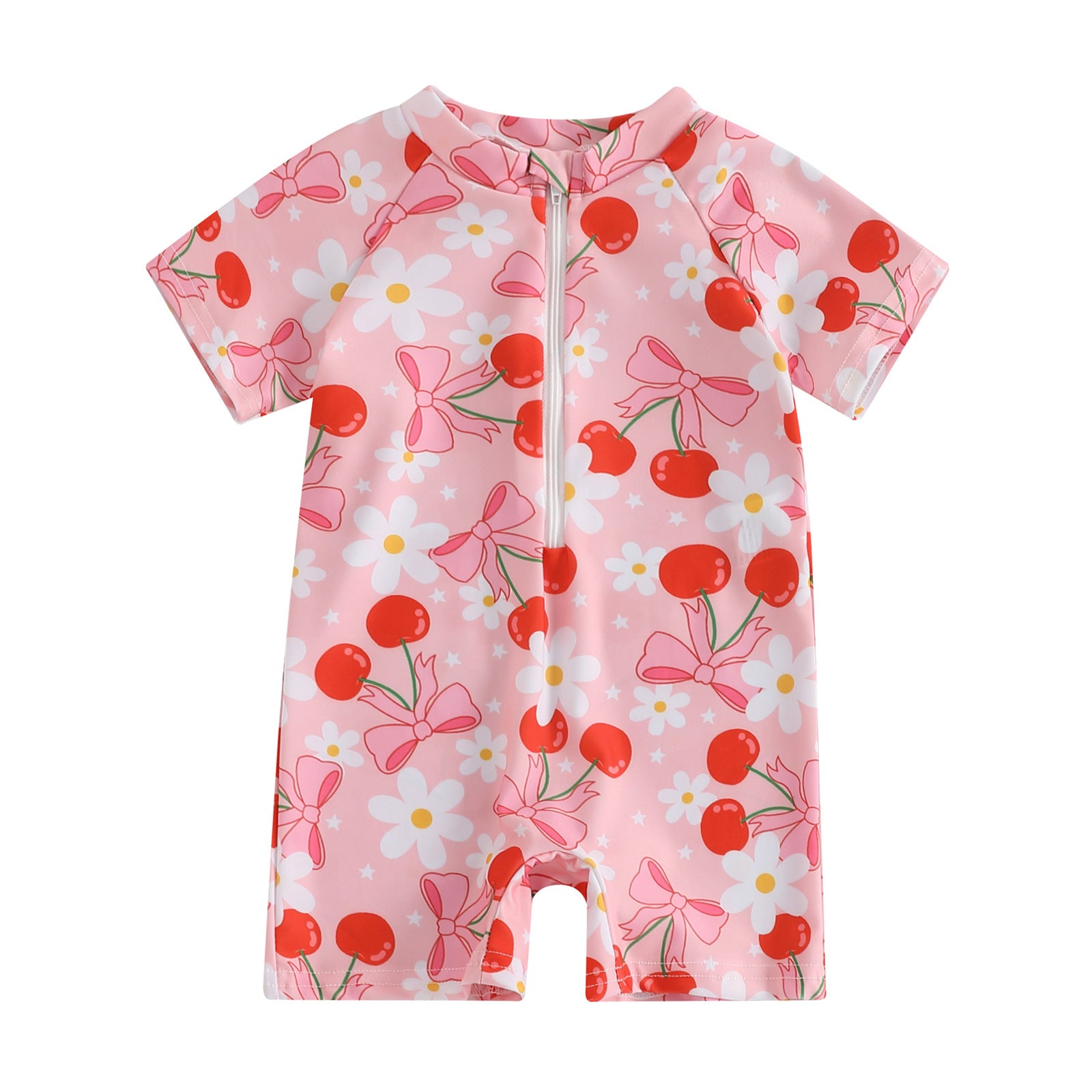 Girls' Bowknot Full Printed One-piece Swimsuit