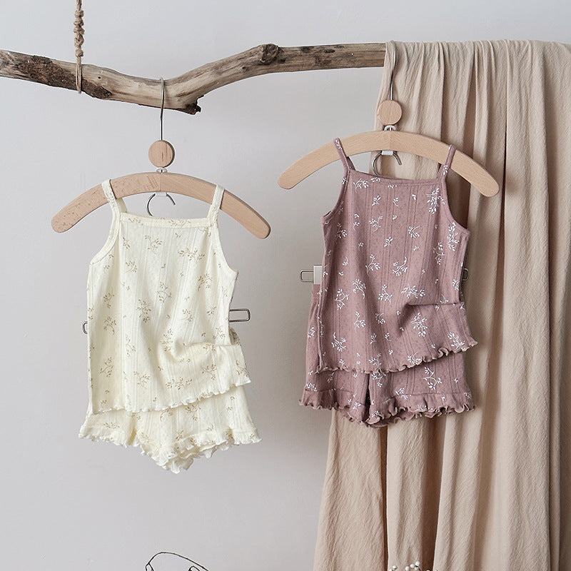 Overall Dress Set Floral Thin Summer Clothes