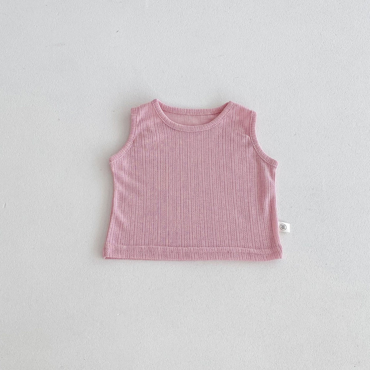 Dusty pink ribbed baby tank top, sleeveless cotton undershirt