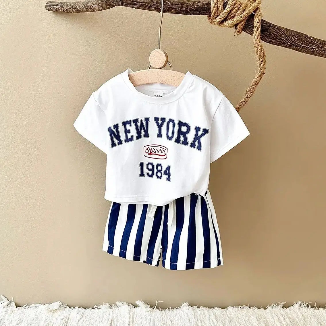 New York Print T-Shirt & Bars Shorts Set