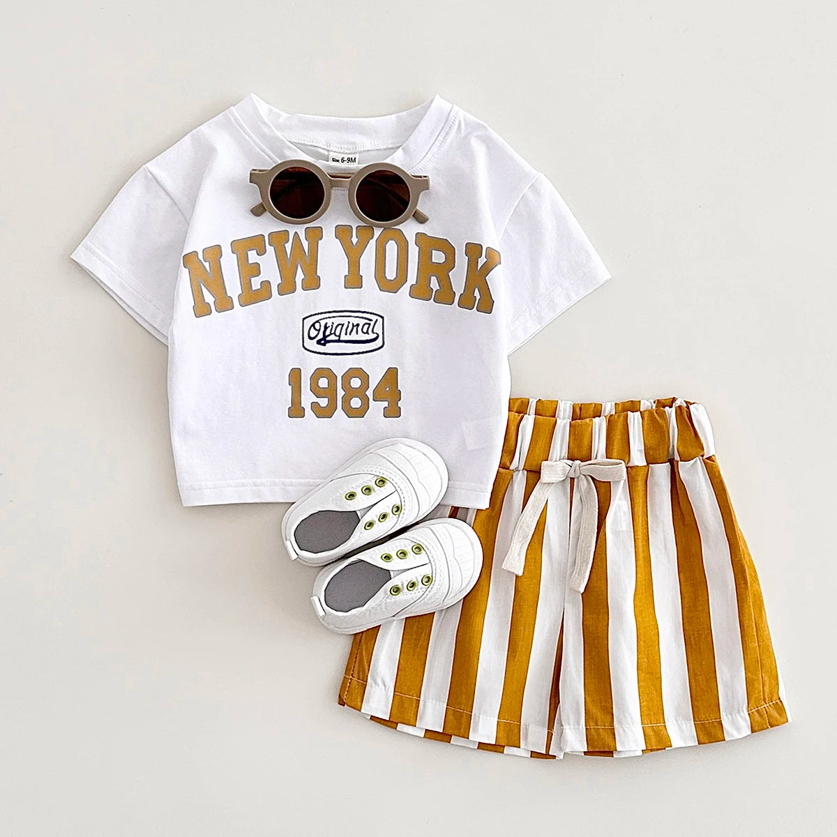 New York Print T-Shirt & Bars Shorts Set