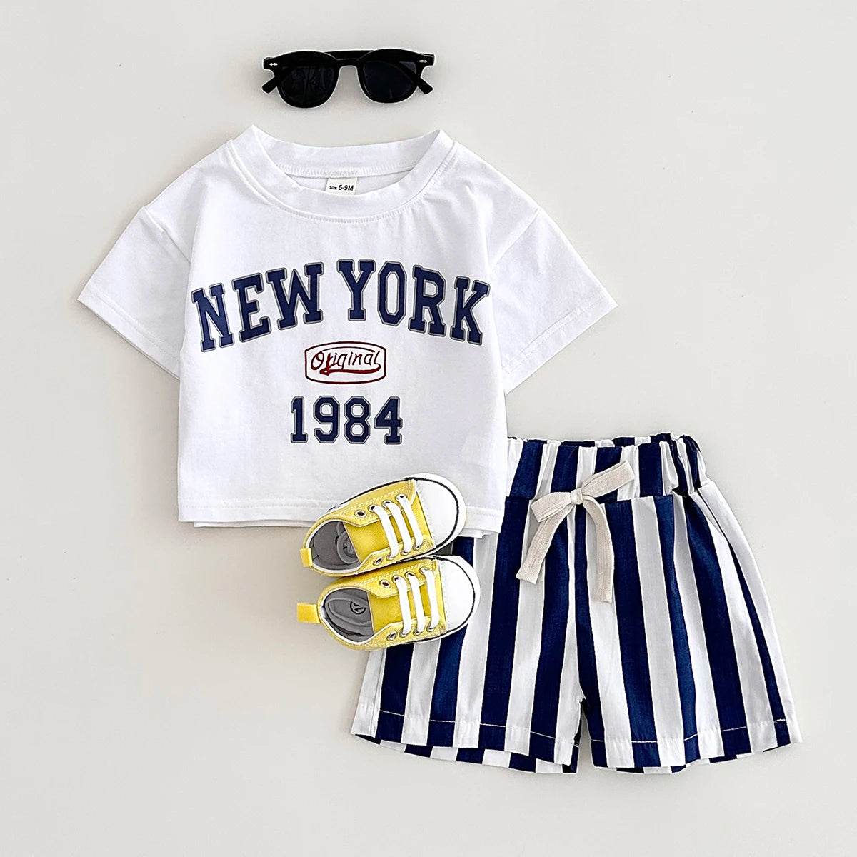 New York Print T-Shirt & Bars Shorts Set