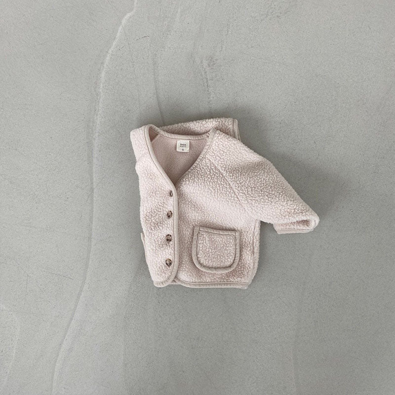 Beige polar fleece baby cardigan