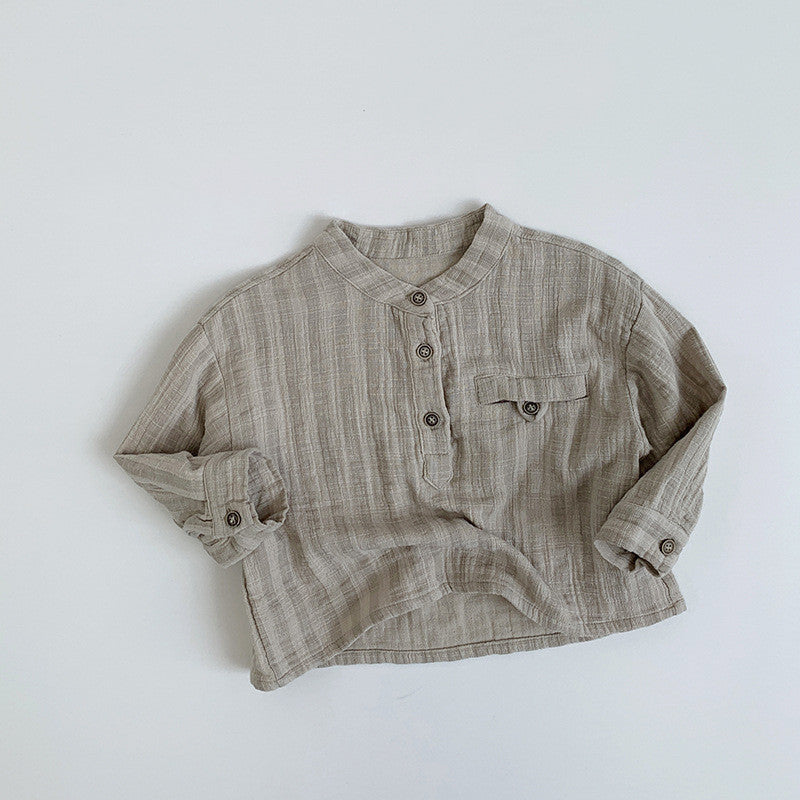 Beige striped henley baby shirt