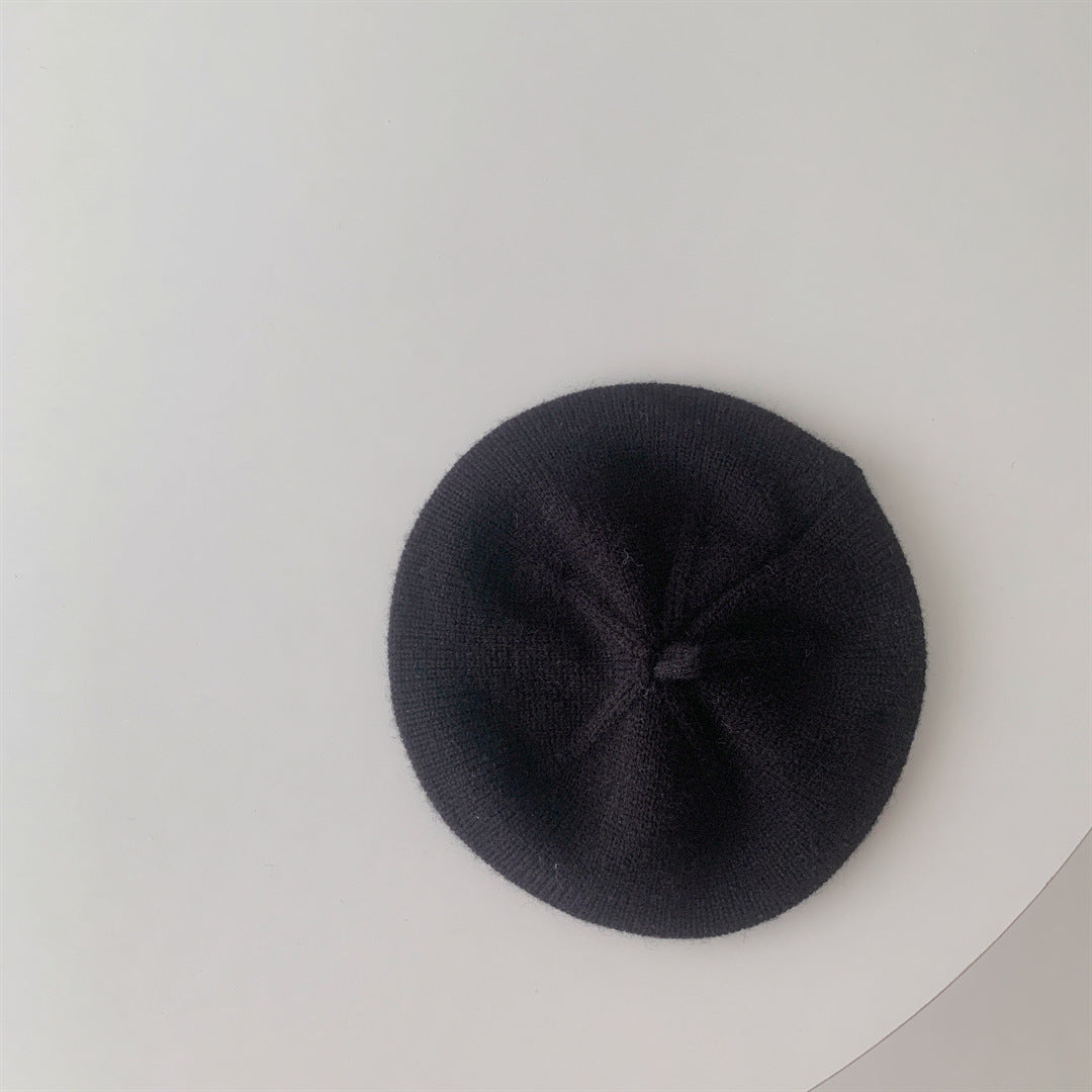 Black knitted baby beret