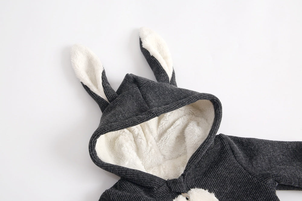 Close-up of bunny ear hood with sherpa lining