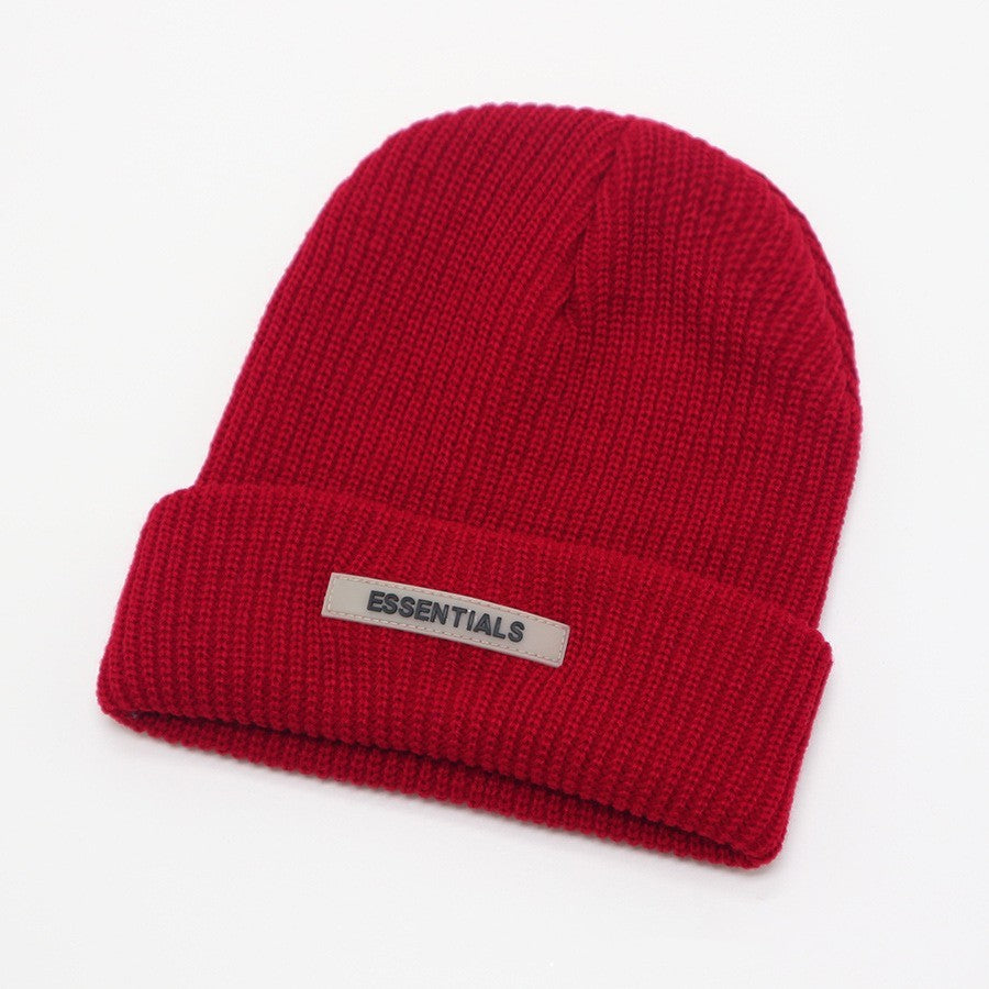 Burgundy red ribbed knit kids beanie