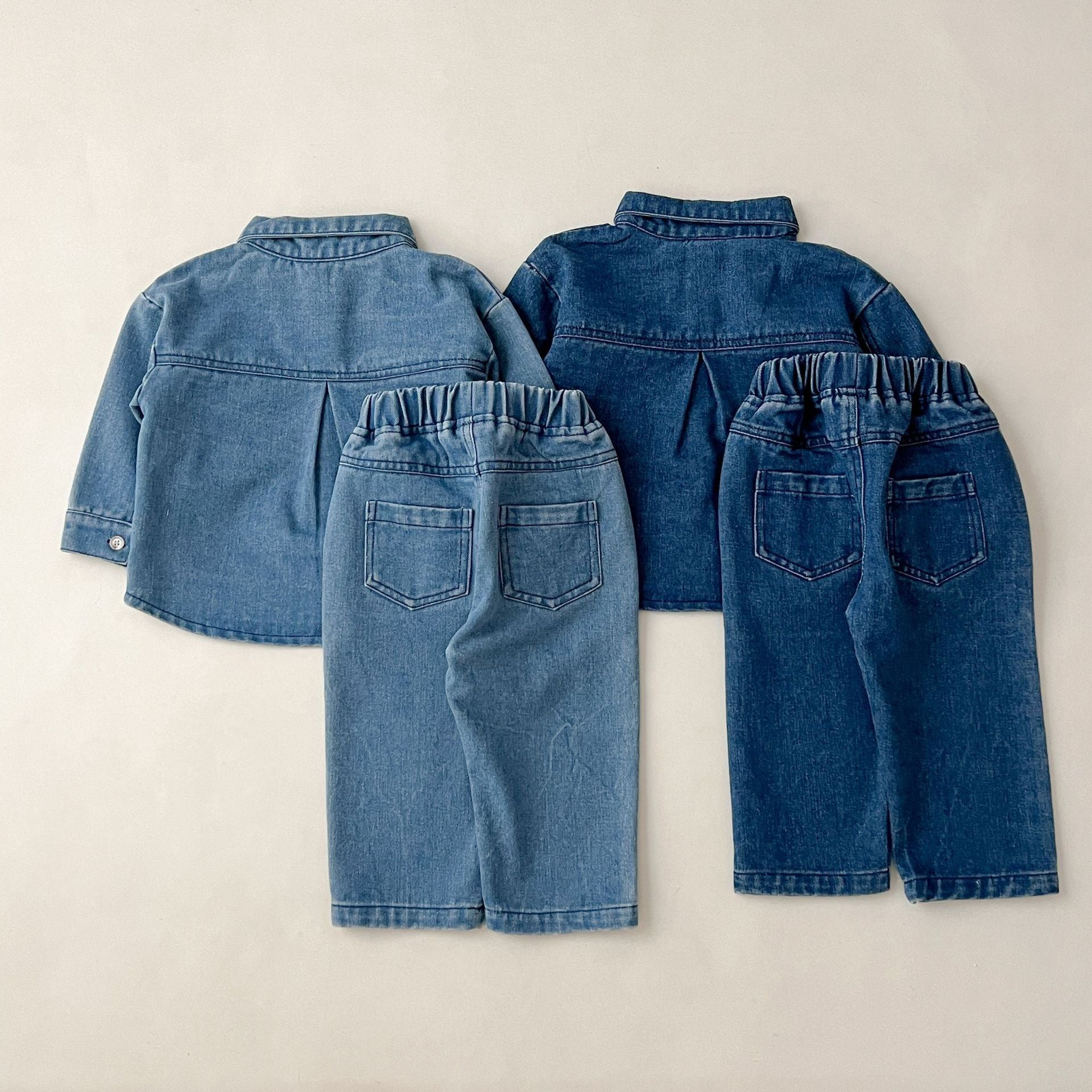 Denim Long-sleeved Shirt & Pants Set