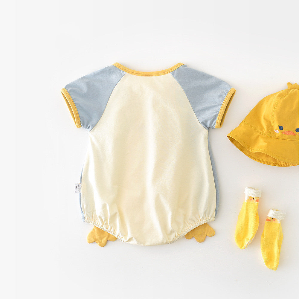 Newborn Contrast Color Short-sleeved Rompers 52857