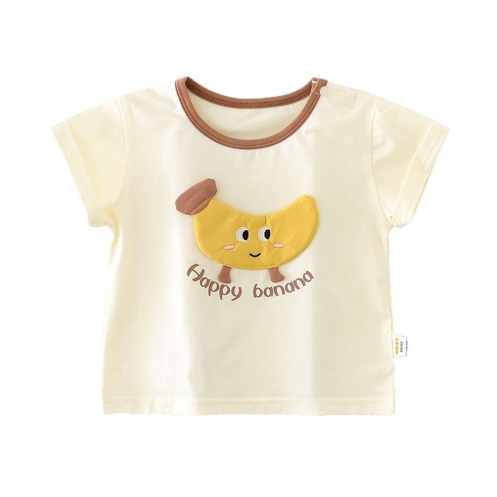 Baby Summer Cartoon Banana Round Neck Short Sleeve Top