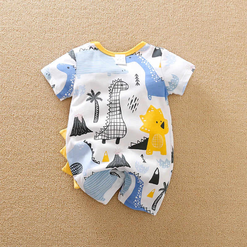 Back of dinosaur romper with yellow spikes